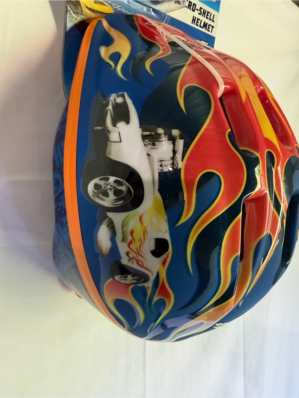 Hot Wheels Kids Helmet with Blue, Red & Yellow Flame Design